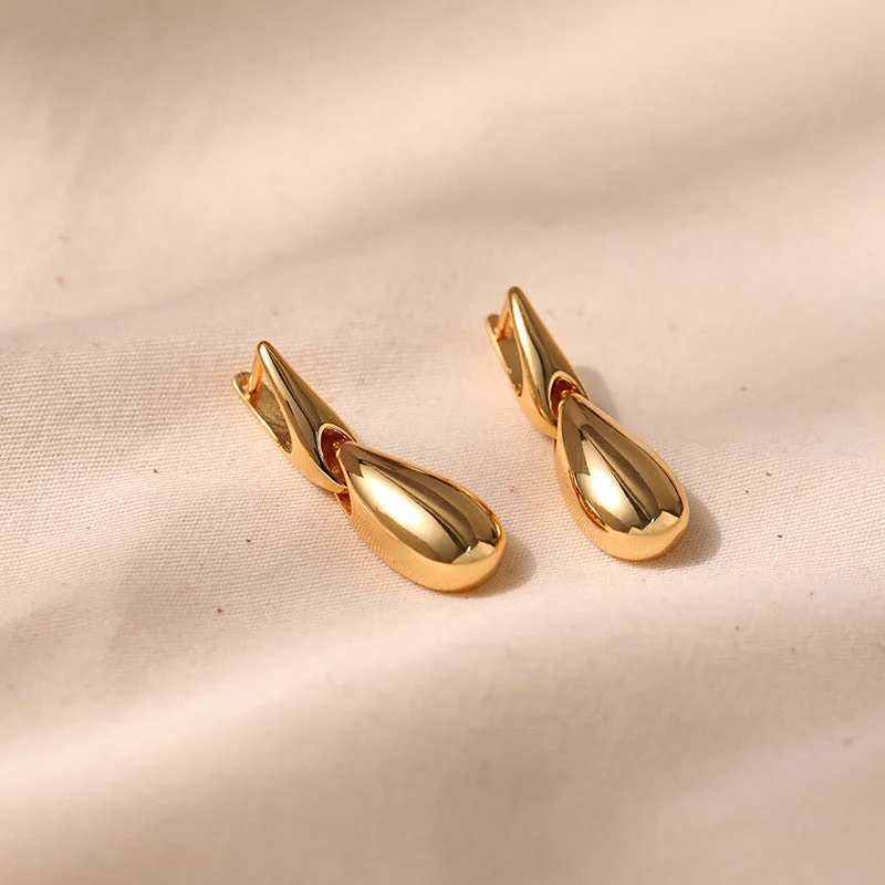 women drop earrings for women -Elegant Gold Teardrop Dangle Earrings jlt11753