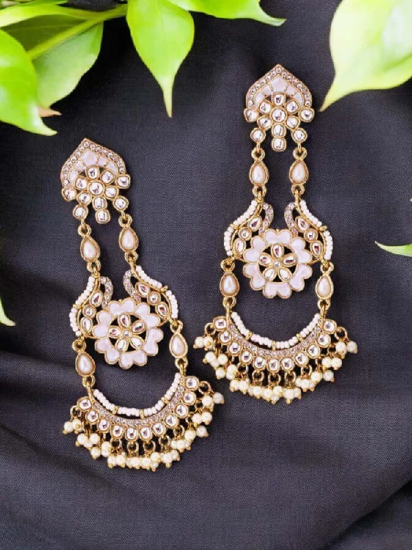 women hoop earrings -Ivory Dia Chandbalis