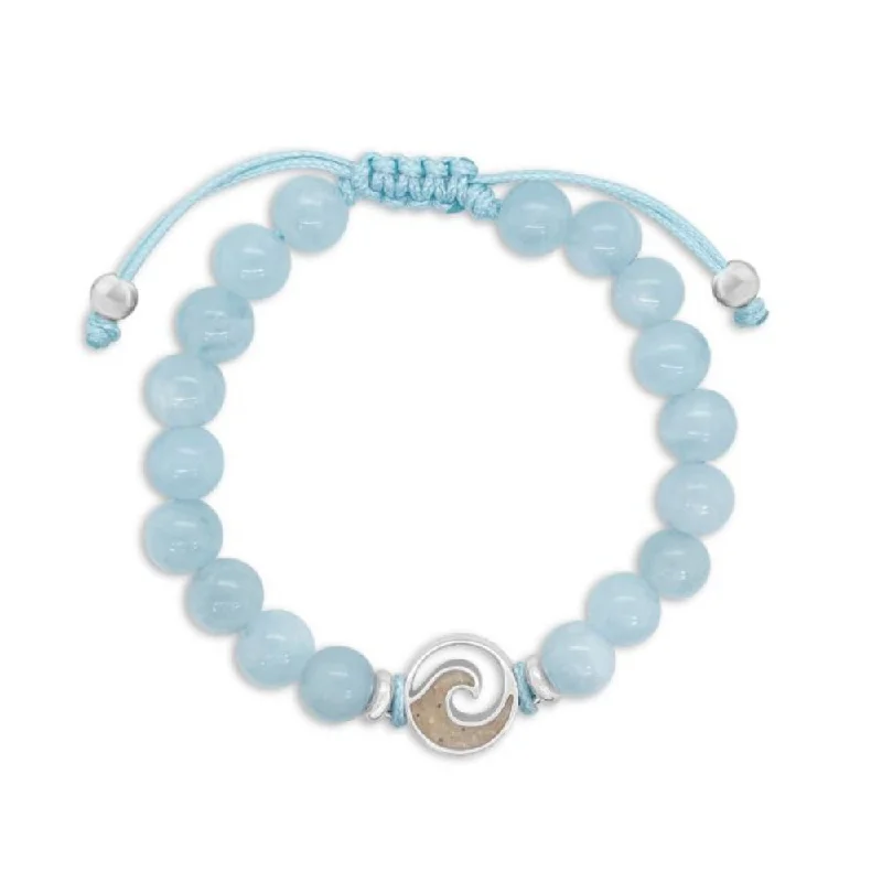 women chain bracelets -Dune Beaded Bracelet Adjustable - Wave - Aquamarine