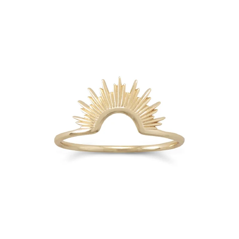 women emerald rings -Sunrise Ring Gold-plated Half Sun Design