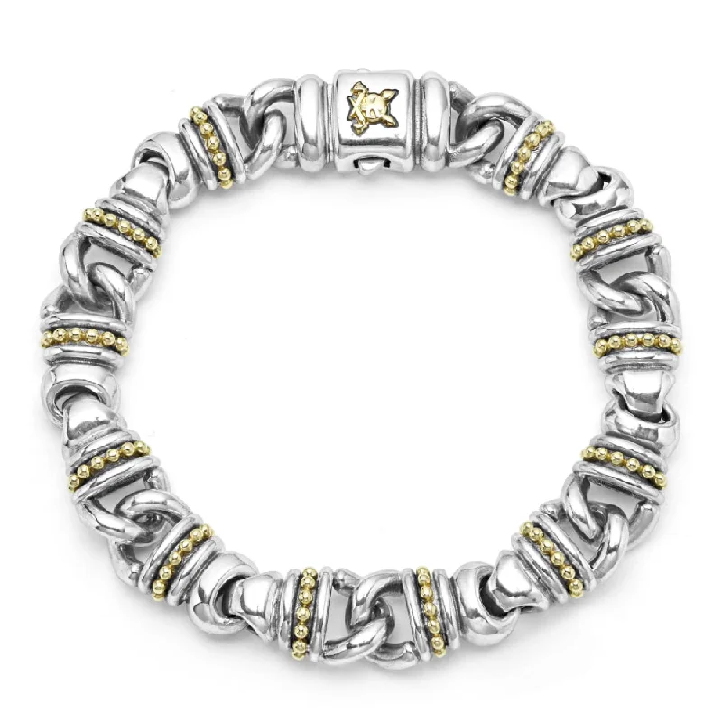 women bridal bracelets -Lagos Anthem Two-Tone Lock Curb Link Bracelet