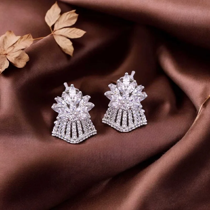 women stylish earrings -Silver Ryder Zirconia Studs