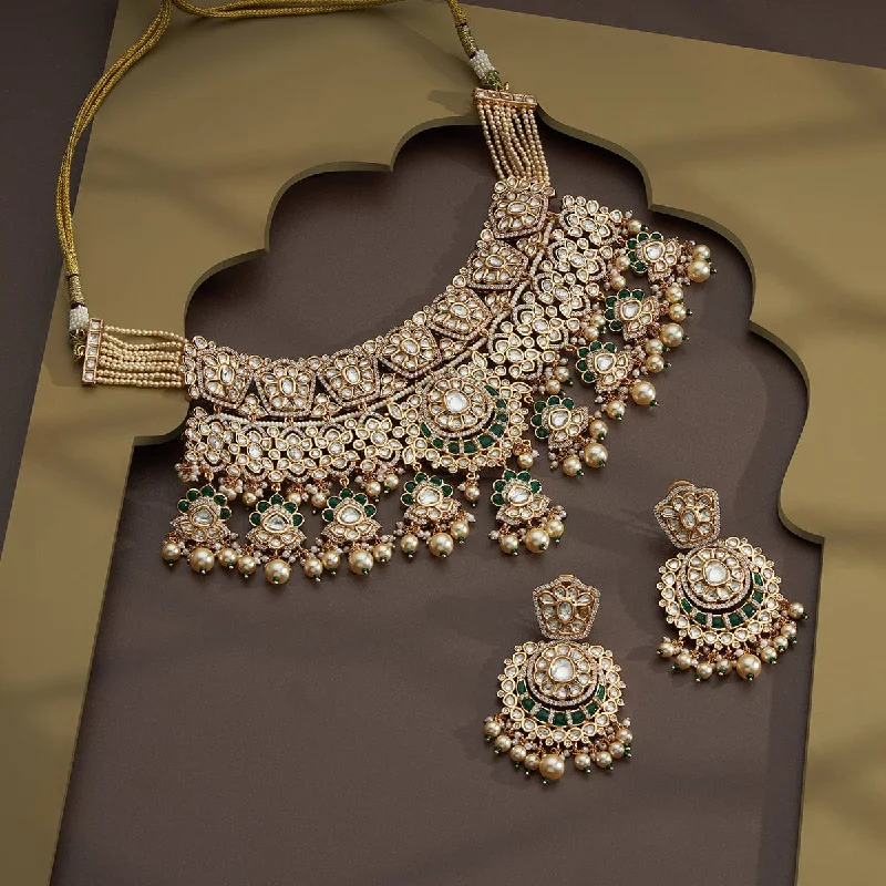 women gold plated necklaces -Kundan Necklace 167023