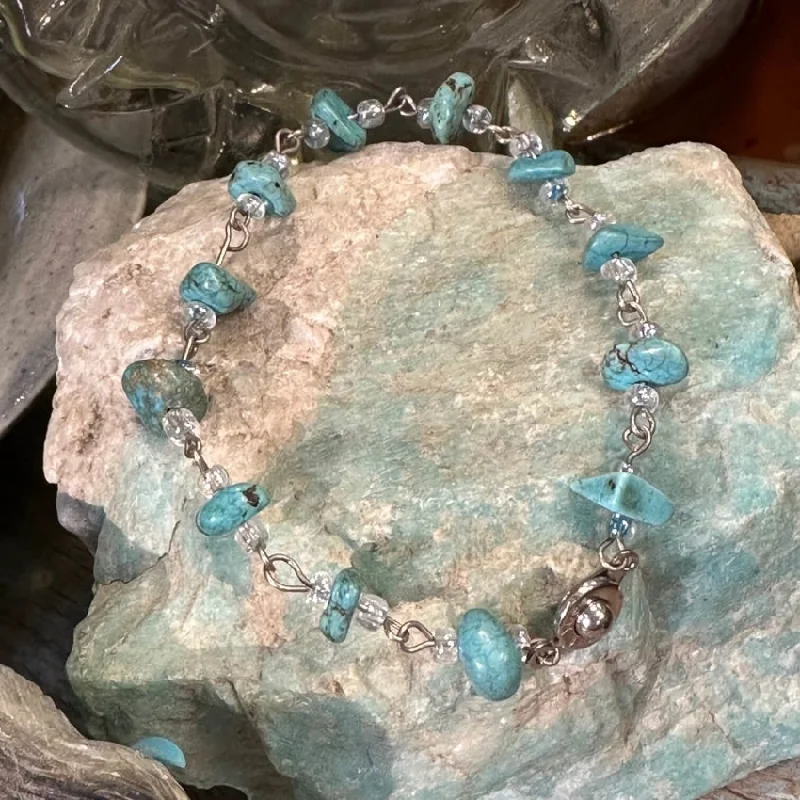 women modern bangles -Turquoise Nugget Beaded Bracelet