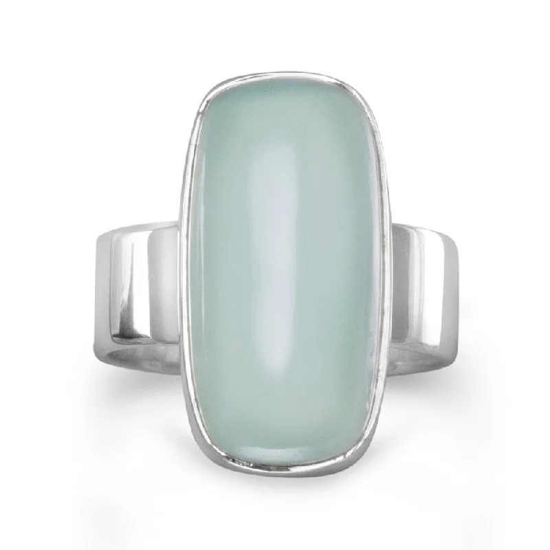 women emerald rings -Sea Green Chalcedony Ring Sterling Silver