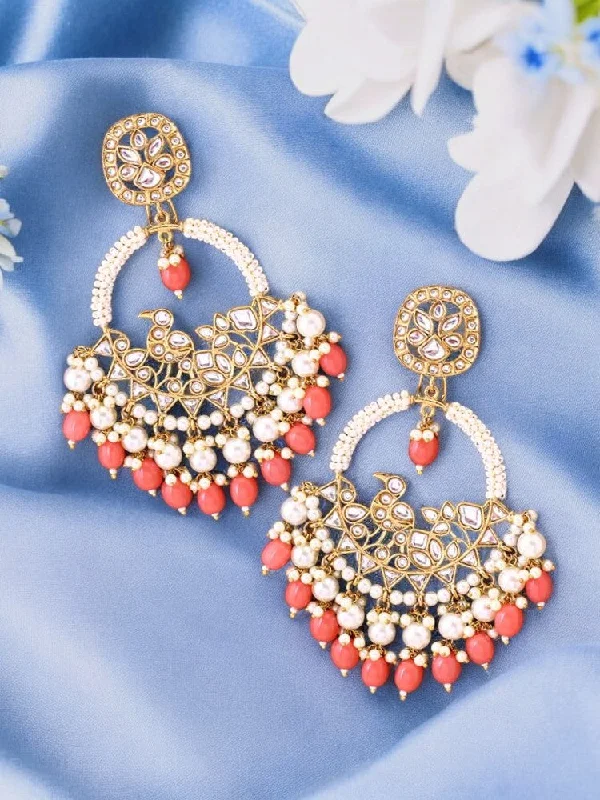 women festive earrings -Coral Nishi chandbalis