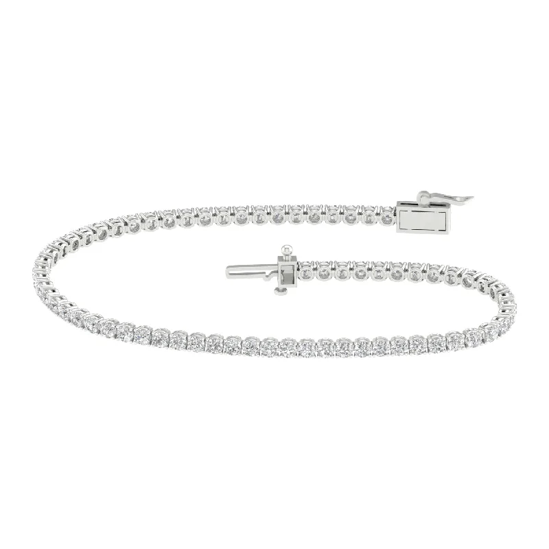 women stackable bangles -5 Carat Round Lab Grown Diamond 14K Gold 4 Prong Tennis Bracelet