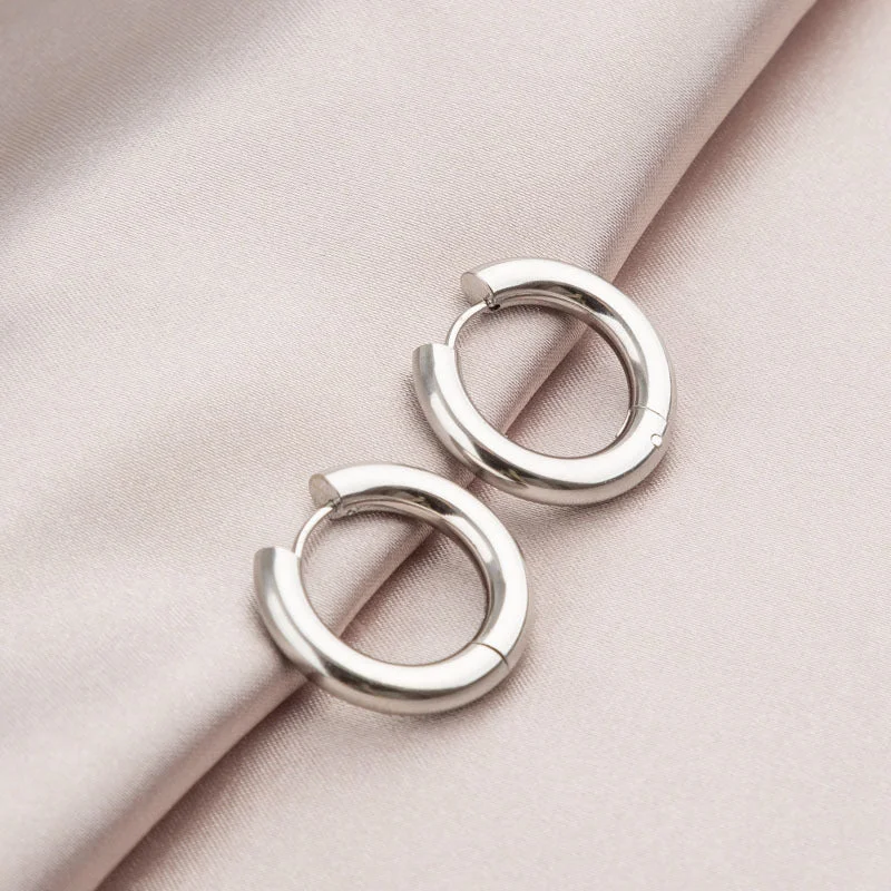 women luxury earrings for women -Classic Silver Chunky Hoop Earrings-jlt11679