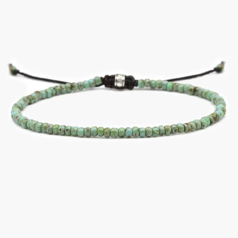 women layered bangles -2mm Glass Beads Bracelet (Dyed Turquoise)