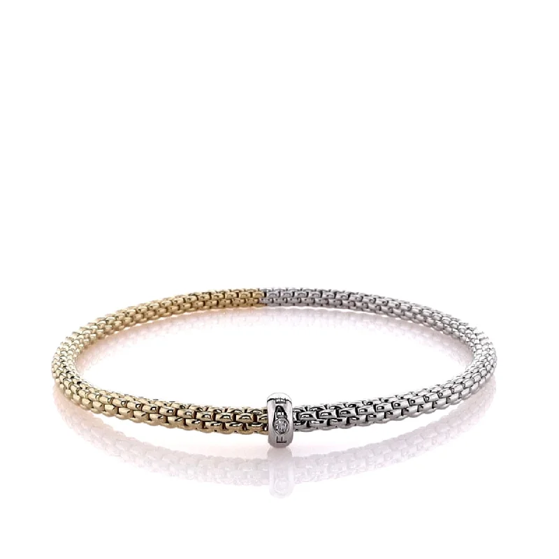 women mixed metal bracelets -Fope 18k Two-Tone Prima Flex'it Mesh Bracelet - Medium