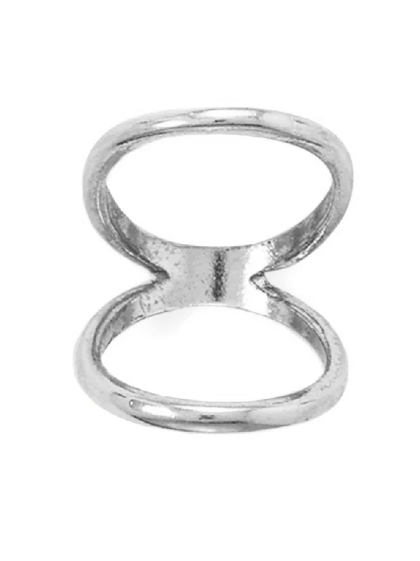 women custom engagement rings -Double Band Knuckle Ring Plain Rhodium on Sterling Silver