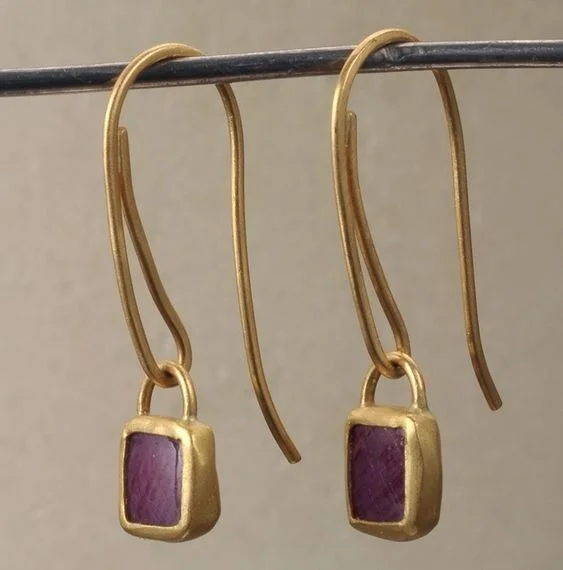 women ear cuffs -Handcrafted Purple Stone Drop Earrings-jlt11621