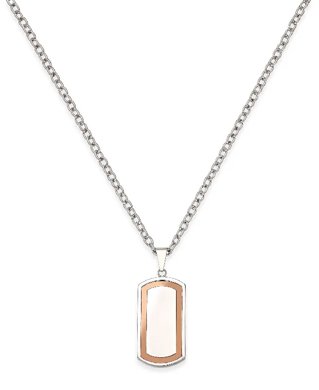 women affordable necklaces -Men's Two-Tone Dog Tag Pendant Necklace