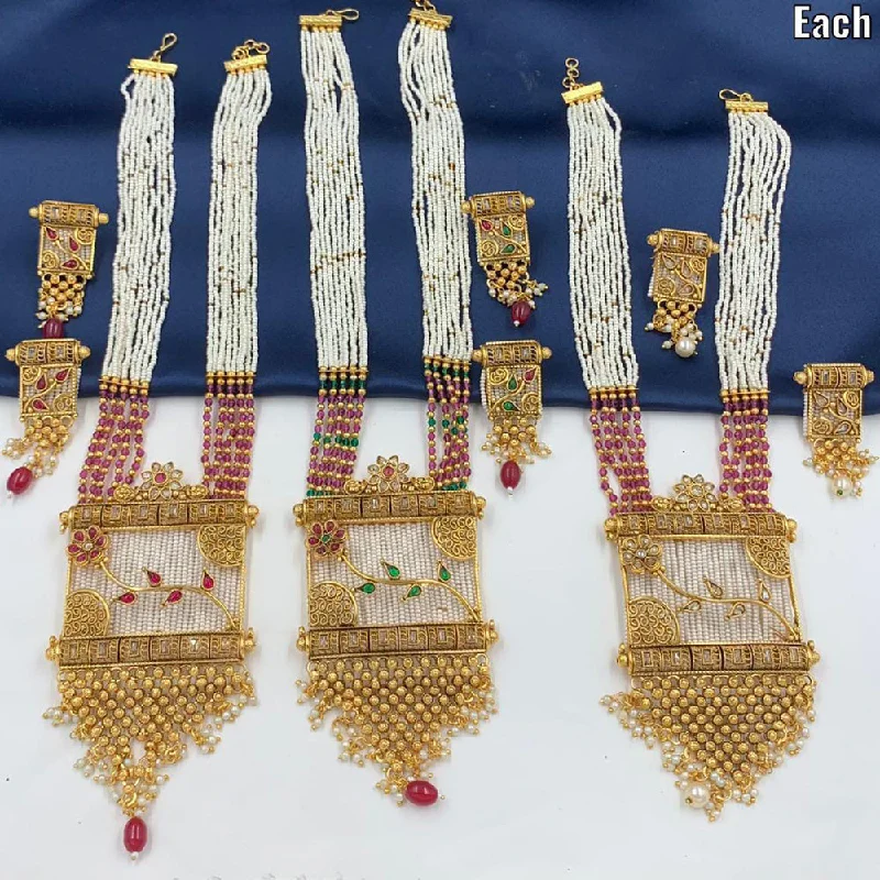 women necklace sets -Manisha Jewellery Gold Plated Long  Moti Necklace Set