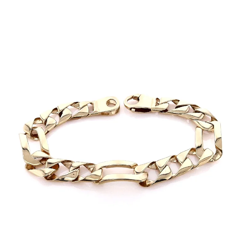 women beaded bangles -Estate 14k Yellow Gold Squared Figaro Chain Bracelet