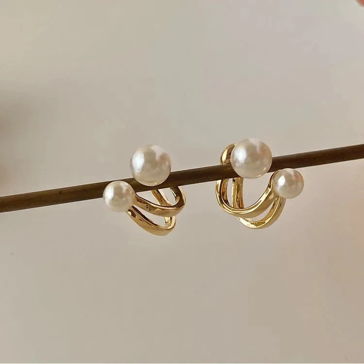 women silver hoop earrings -Just Lil Things  White Pin Earrings jlt11262