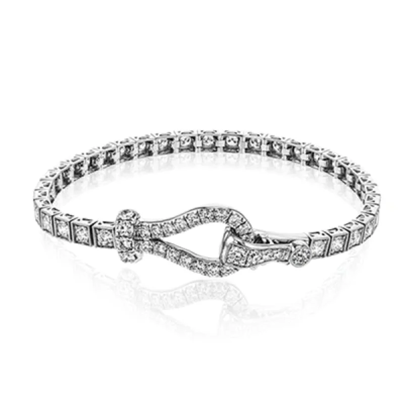 women luxury gold bracelets -Simon G. 18k Diamond Buckle Bracelet