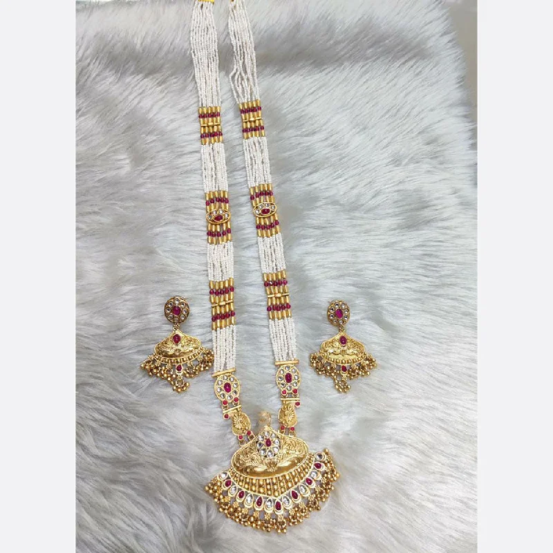 women minimalistic necklaces -Manisha Jewellery Gold Plated Long Necklace Set