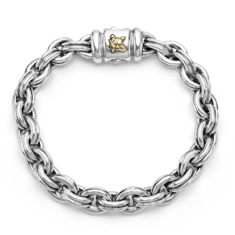 women engraved bracelets -Lagos Anthem Double Link Bracelet, 9.5mm