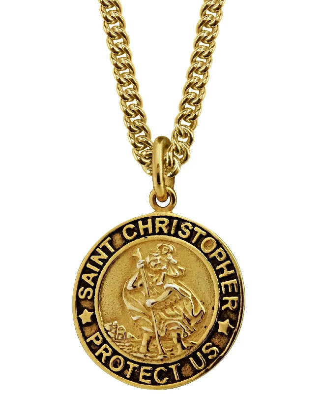 women silver plated necklaces -Sutton Gold Plated Sterling Silver Saint Christopher Pendant Necklace