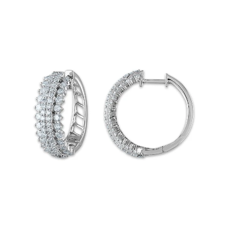 women silver hoop earrings -Signature EcoLove 2 CTW Lab Grown Diamond Hoop Earrings in 14KT White Gold