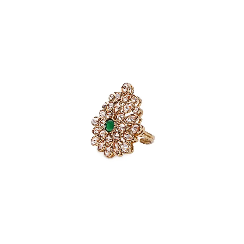 women moonstone rings -Bouquet Ring in Green