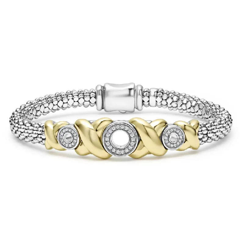 women charm bracelets -Lagos Embrace 18k Gold XO Diamond Bracelet, 6mm