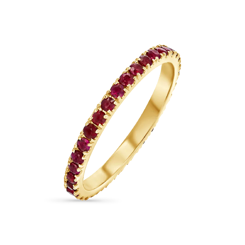 women eco-friendly rings -Ruby U Pave Eternity Band