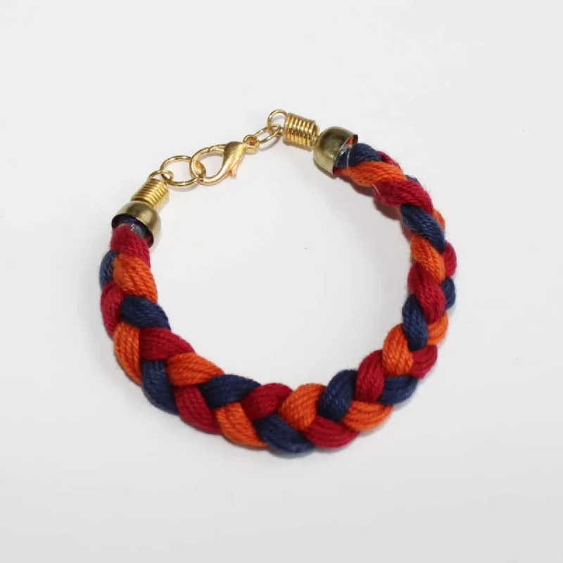 women tennis bracelets -Orange and Blue Braided Bracelet