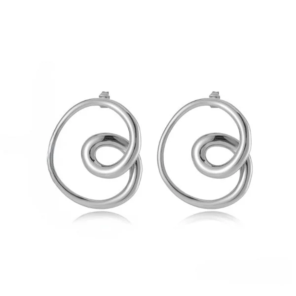 women unique earrings -Just Lil Things Silver Hoop Earrings JLT12648