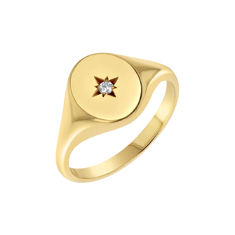 women promise rings for women -Petit Starset Signet Ring