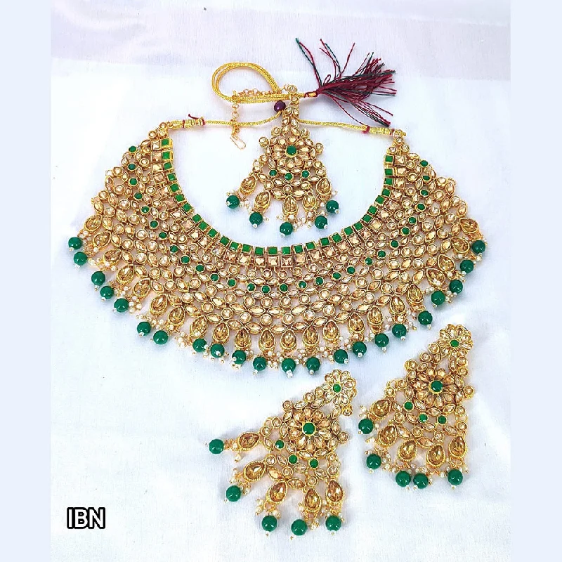 women gold plated necklaces -Manisha Jewellery Gold Plated Crystal Stone Necklace Set