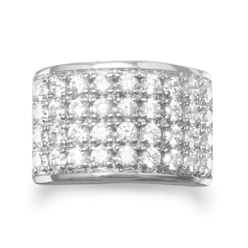 women engagement rings -Pave Cubic Zirconia Band Ring Rhodium on Sterling Silver Nontarnish 36 Stones