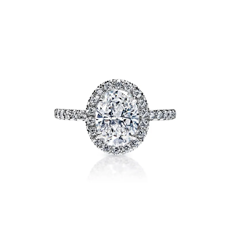 women heirloom engagement rings -Adriana 2 Carat E SI1 Oval Cut Diamond Engagement Ring in 18k White Gold By Mike Nekta