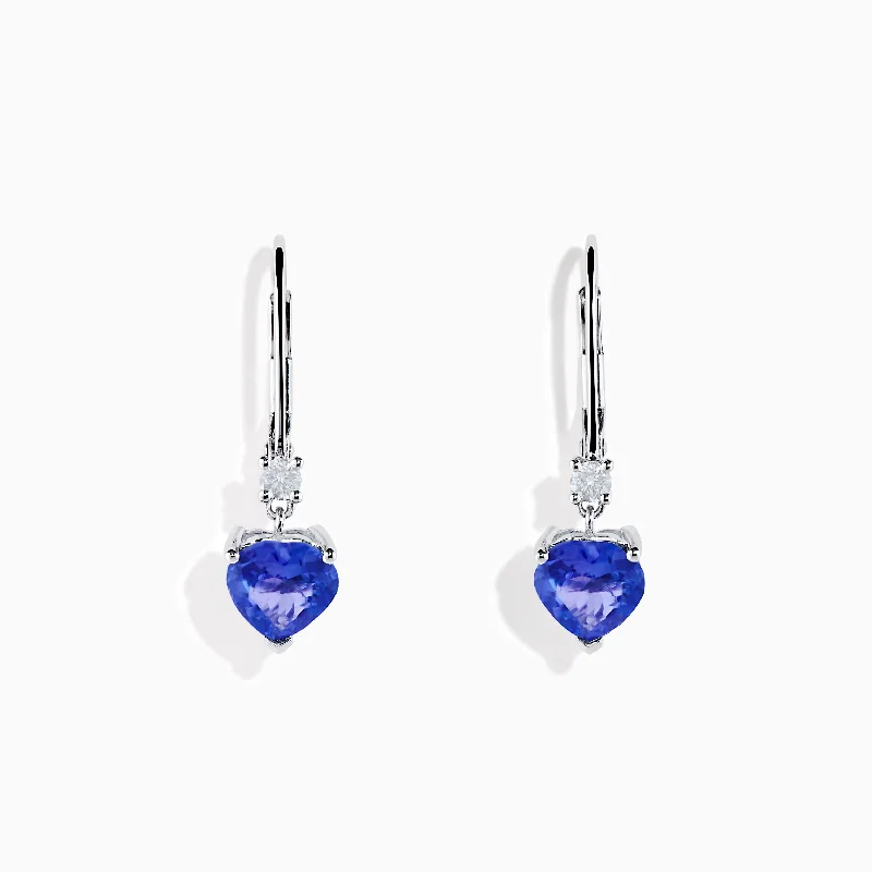 women gold plated earrings -Nahla Siri 14K White Gold Tanzanite and Diamond Leverback Earrings