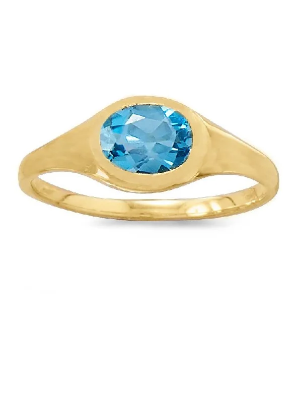 women infinity rings -Blue Topaz Ring Gold-plated Sterling Silver Smooth Setting