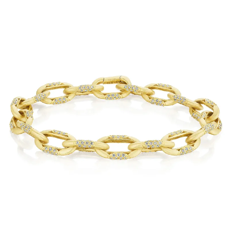 women gold plated bangles -Tacori 18k Gold Small Link Bracelet