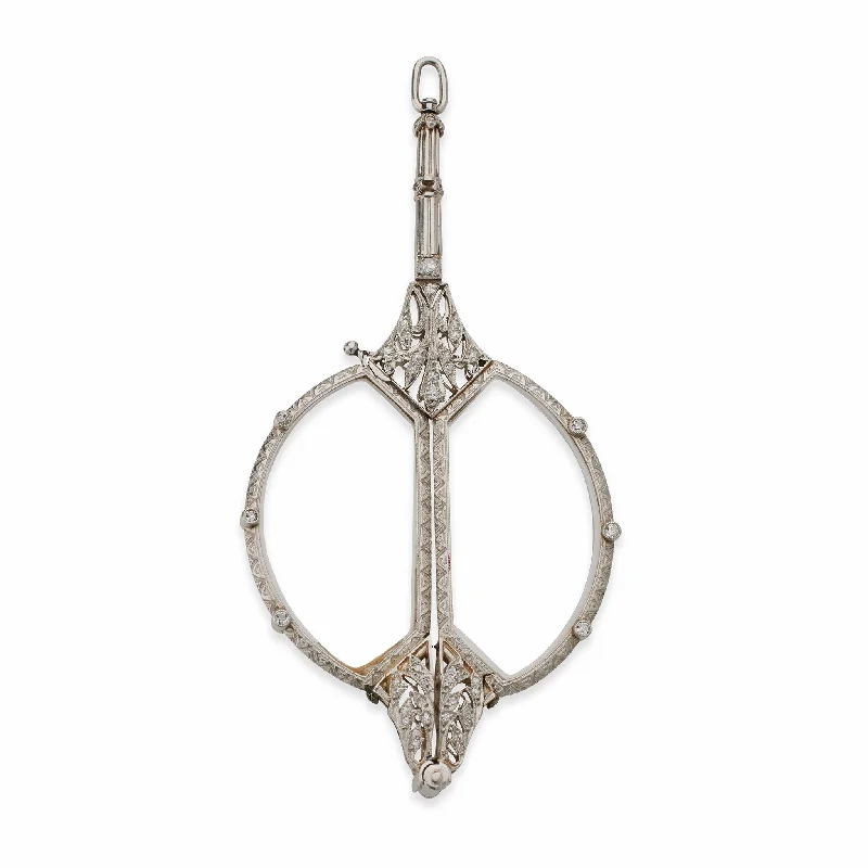 women eco-conscious necklaces -Edwardian Platinum and Diamond Lorgnette Pendant