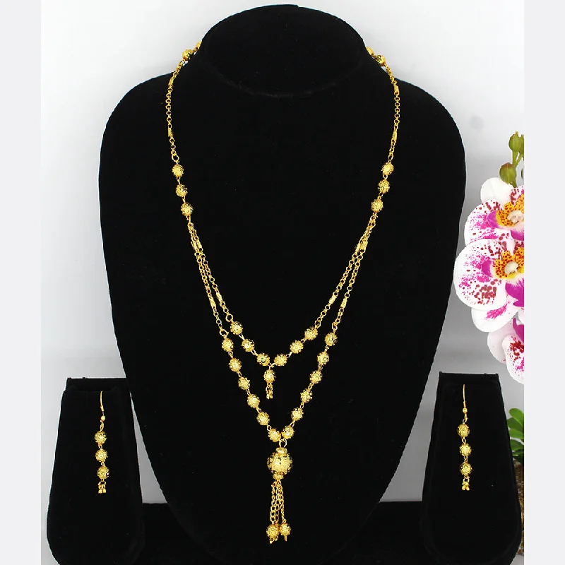 women trendy necklaces -Mahavir Dye Gold Necklace Set