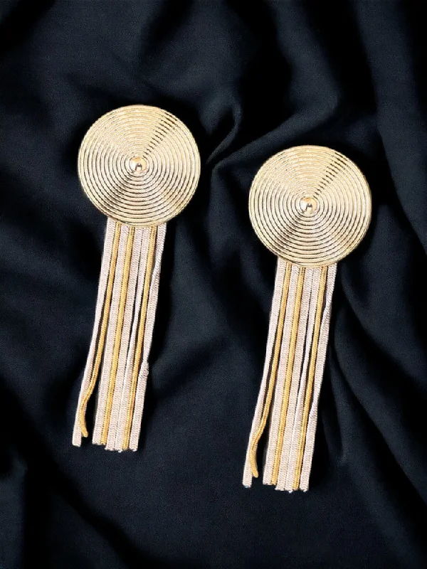 women colorful earrings -Golden Fannie Tassels