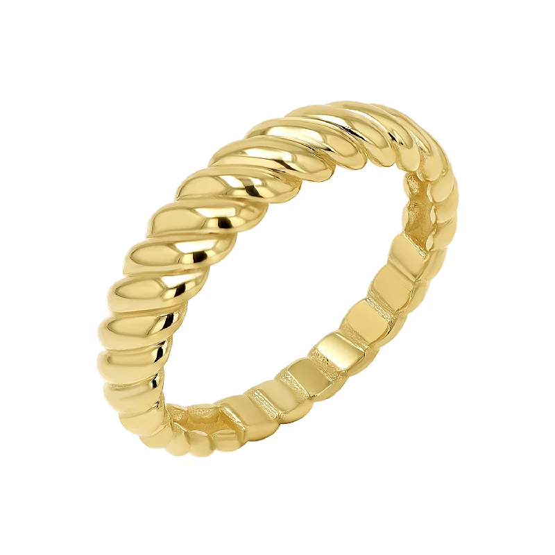 women unique gemstone rings -Wide Twist Ring