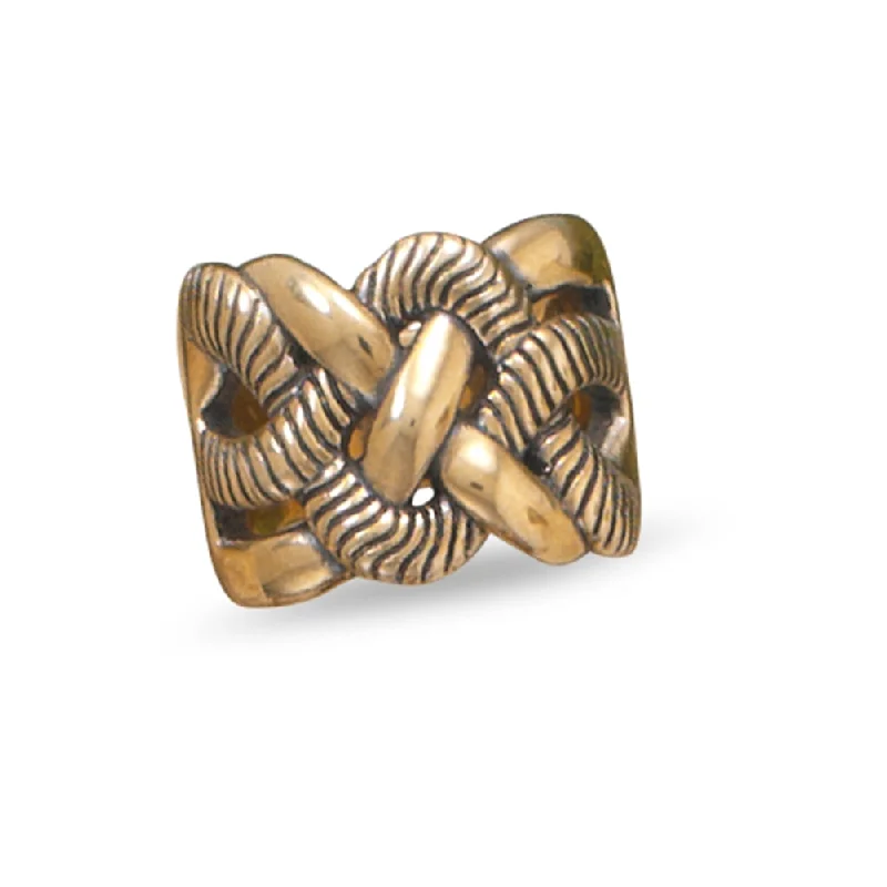 women chunky rings -Knot Weave Design Graduated Wide Band Ring Bronze