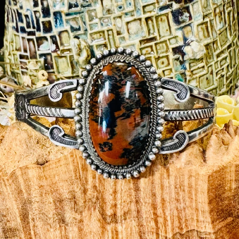 women bridal bracelets -Vintage Navajo Petrified Wood Sterling Silver Bracelet Fred Harvey