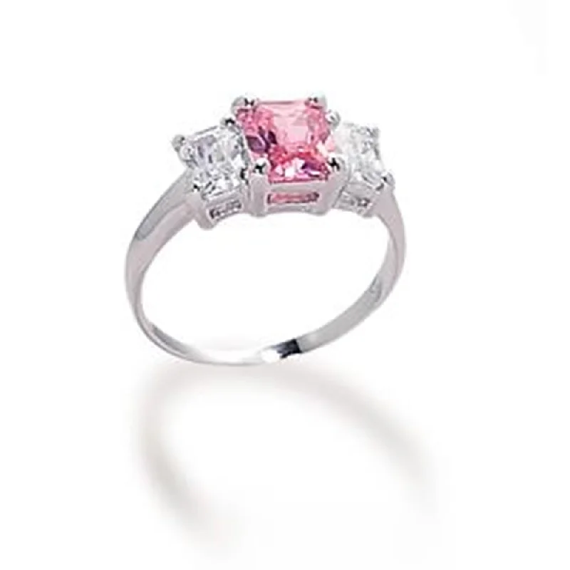 women large statement rings -AzureBella Jewelry Pink and Clear Cubic Zirconia Ring