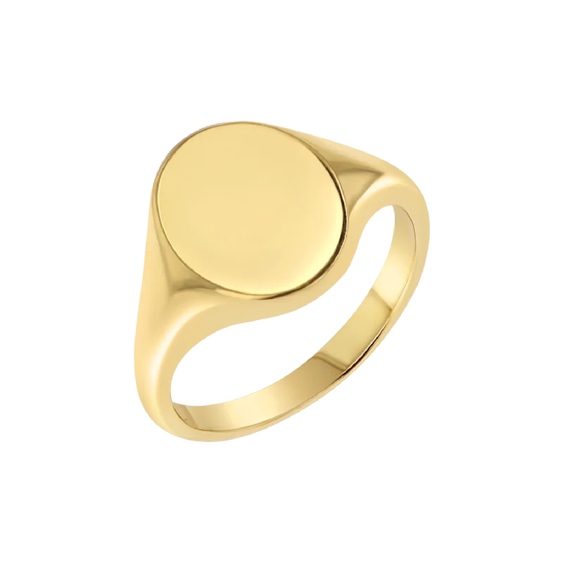 women sparkling rings -Petit Oval Signet Ring