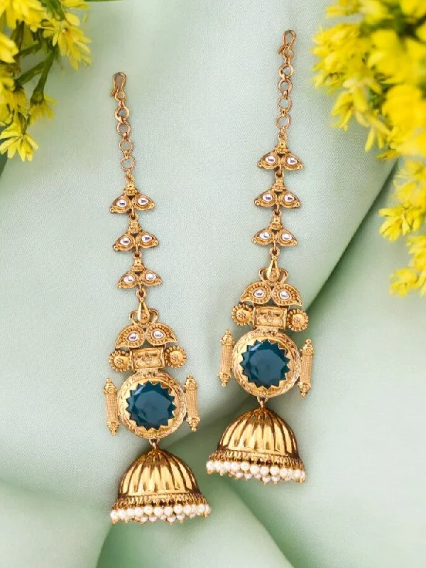 women bold earrings -Emerald Hemavati Sahara Jhumkis