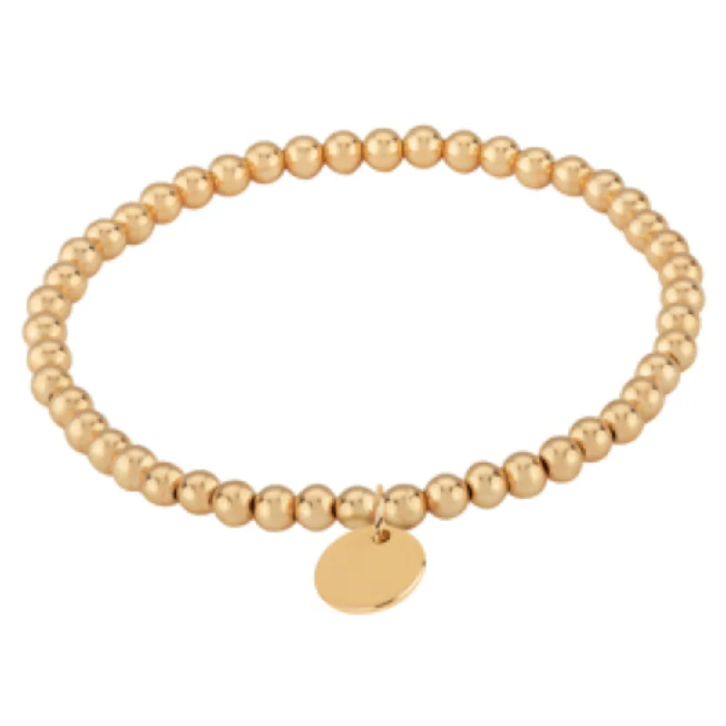 women handmade bracelets -14k Gold 4mm Bead Bracelet with Mini Tag