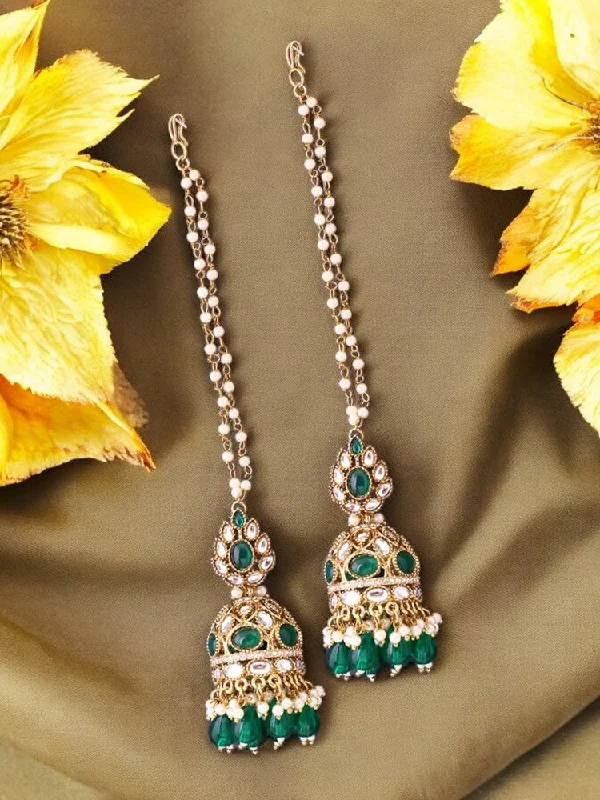 women adjustable earrings -Emerald Gita Sahara Jhumkis