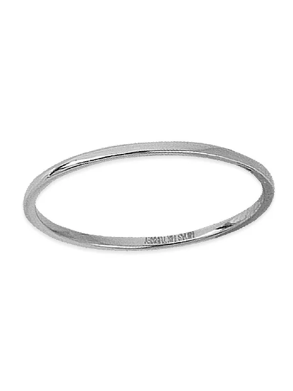 women fashion-forward rings -14k White Gold Plain Thin Band Wedding Ring