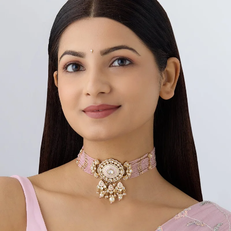 women silver plated necklaces -Kundan Necklace 161518